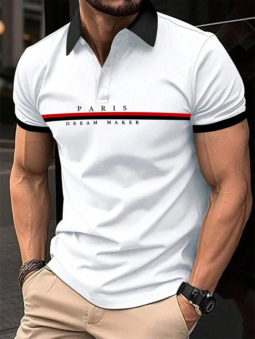 Letter Men's Summer Polo Shirt Breathable Golf Polo T-Shirt Sport Hiking Shirts Casual Work Short Sleeved Male Business Clothes