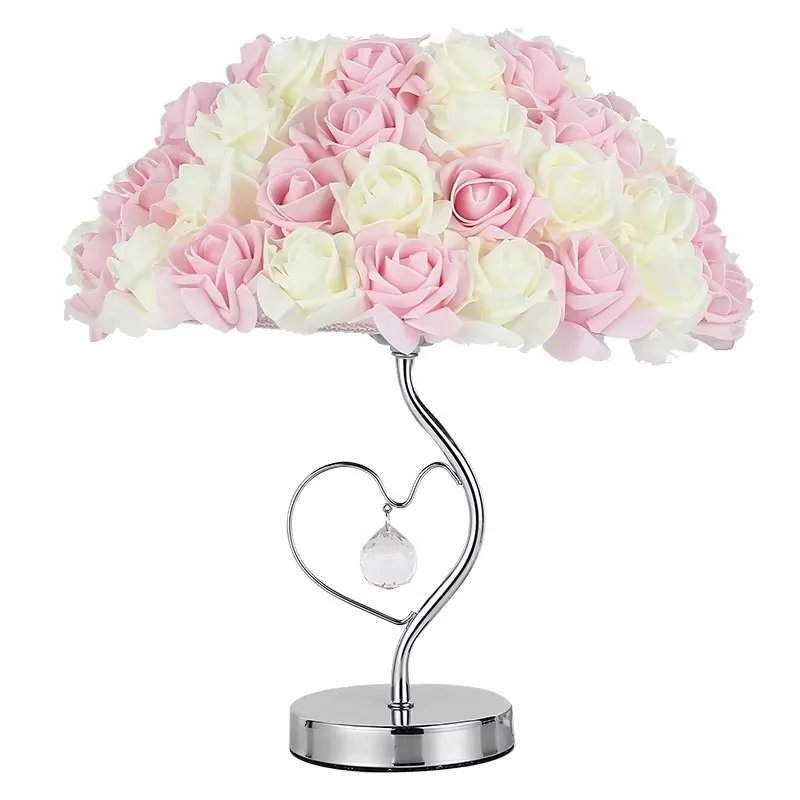 Creative and simple European feather table lamp wedding room warm LED birthday gift rose table lamp