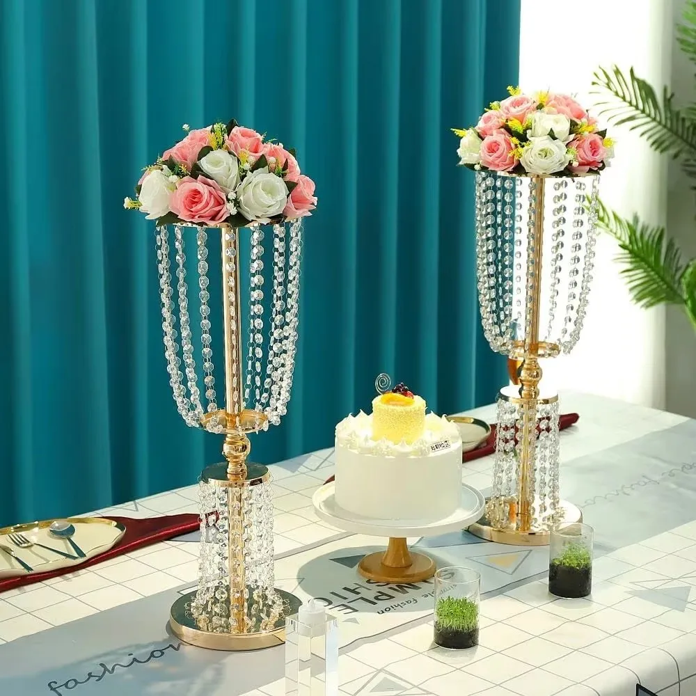 12pcs Acrylic Crystal Wedding Road Lead Table Flower Stand Candlestick Centerpiece Event Party Wedding Decoration Supplies