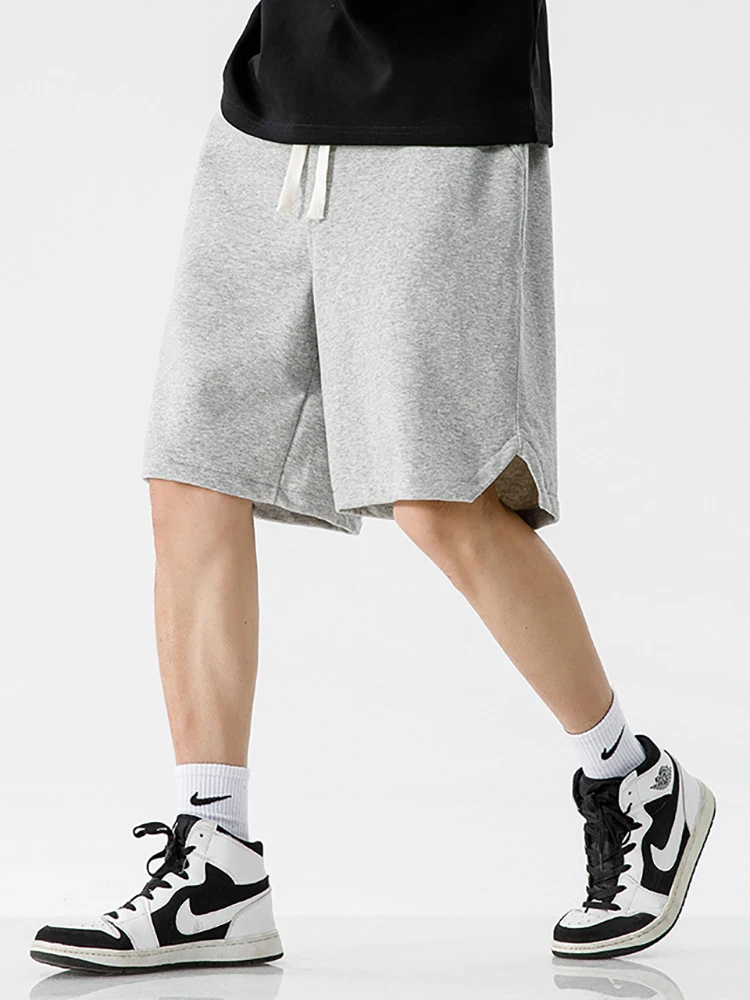 

Men's Summer Spor Casual Thin Pure Color Loose Fit Five-Quarter Pants Straight Leg Mid-High Waist Cotton Polyester Blend