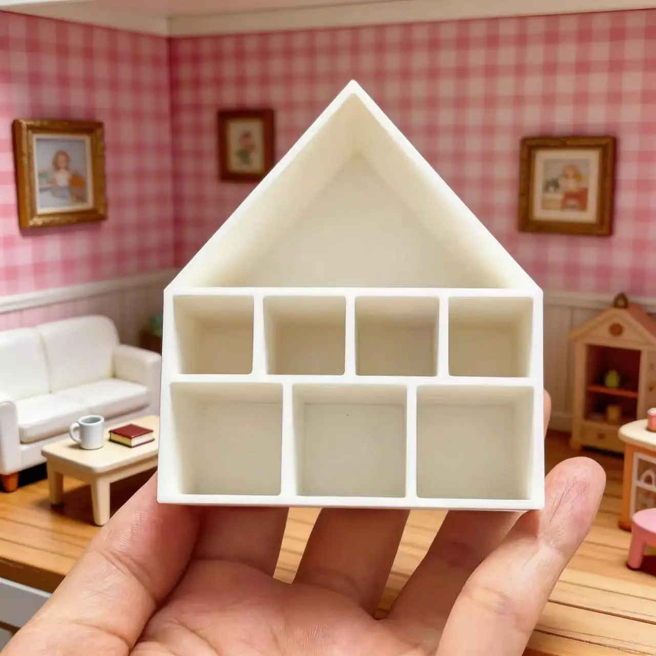 1 unidade de Suporte de Armazenamento em Miniatura para Casa, Decoração de Mesa para Casa, Ornamentos de Modelo de Edifício, Mini Ornamentos de Casa Pequena
