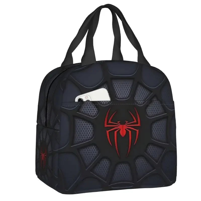 Spider Web Thermal Insulated Lunch Bags Women Resuable Lunch Tote for Kids School Children Multifunction Food Bento Box