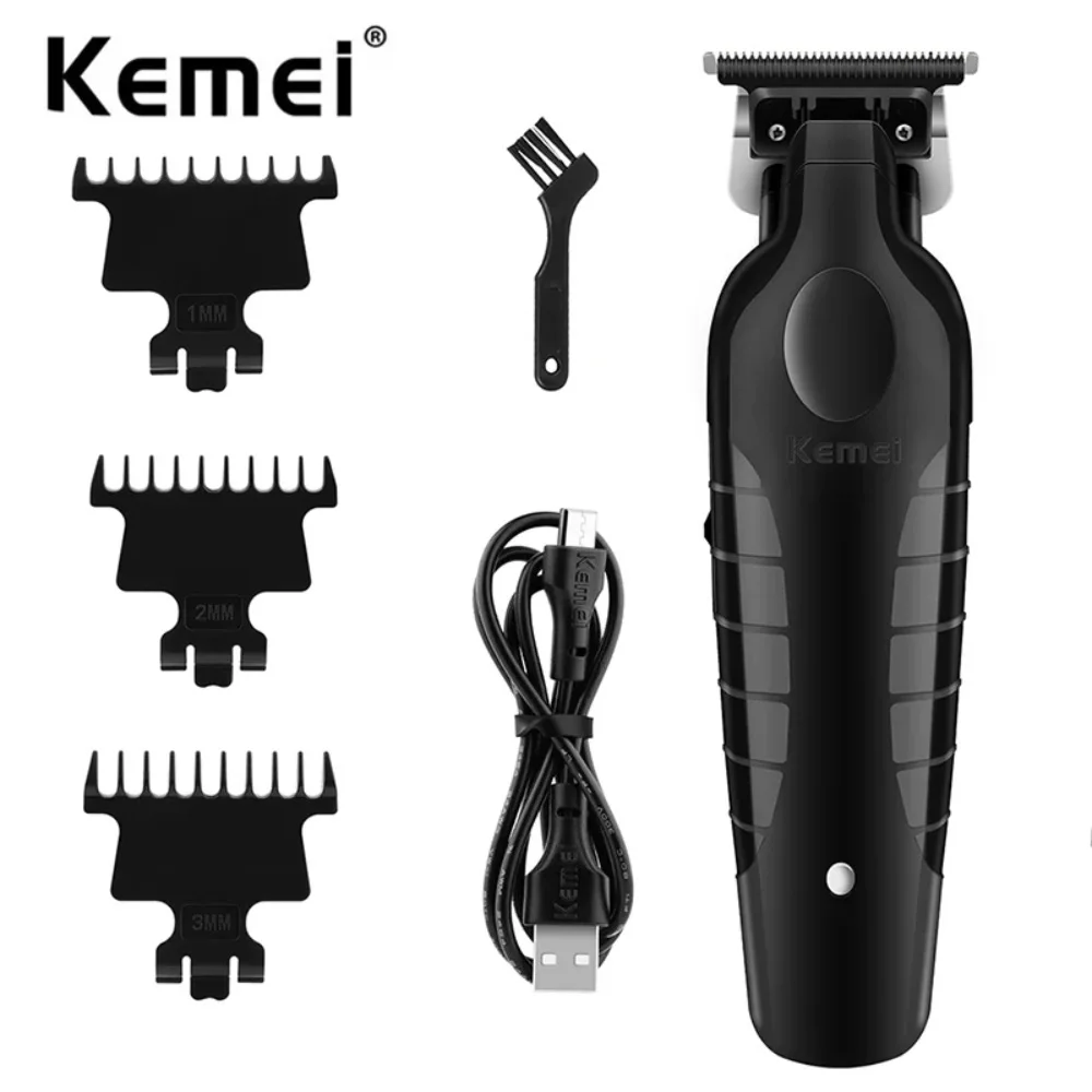 Kemei 2299 Barber Cordless Hair Trimmer 0mm Zero Gapped Carving Clipper Detailer Professional Electric Finish Cutting Machine