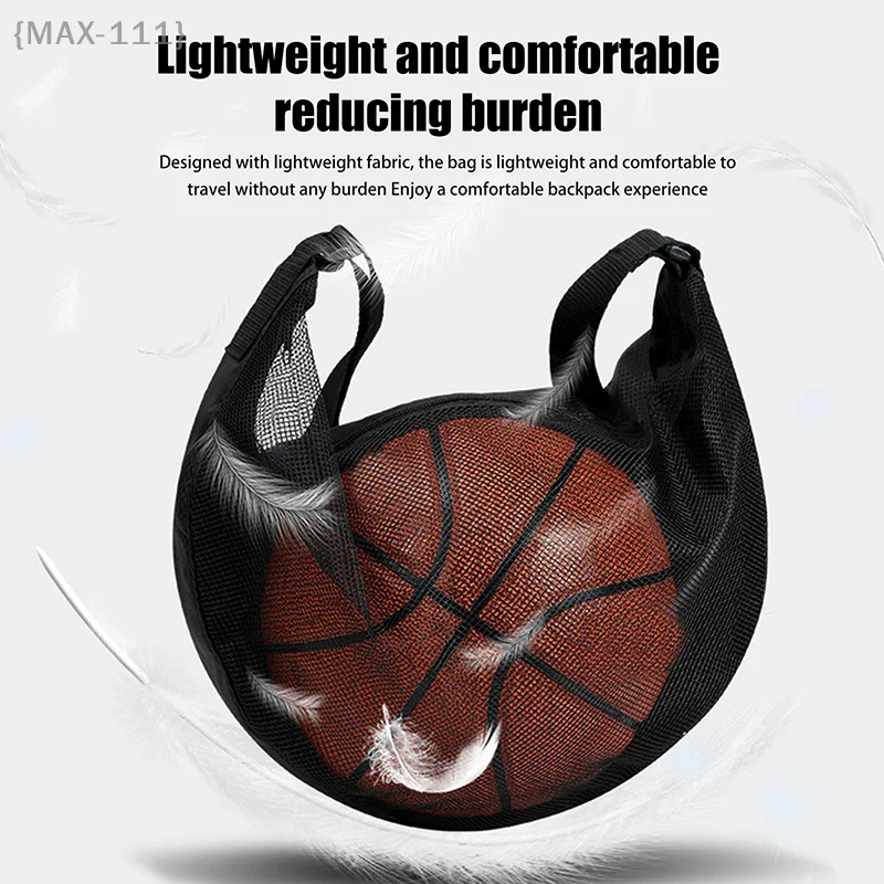 Bolsa de una sola bola con bolsillo con cremallera, bolsa de almacenamiento de bolas de malla, equipo deportivo, eslinga con cordón, red de almacenamiento para llevar baloncesto, 1 Uds.