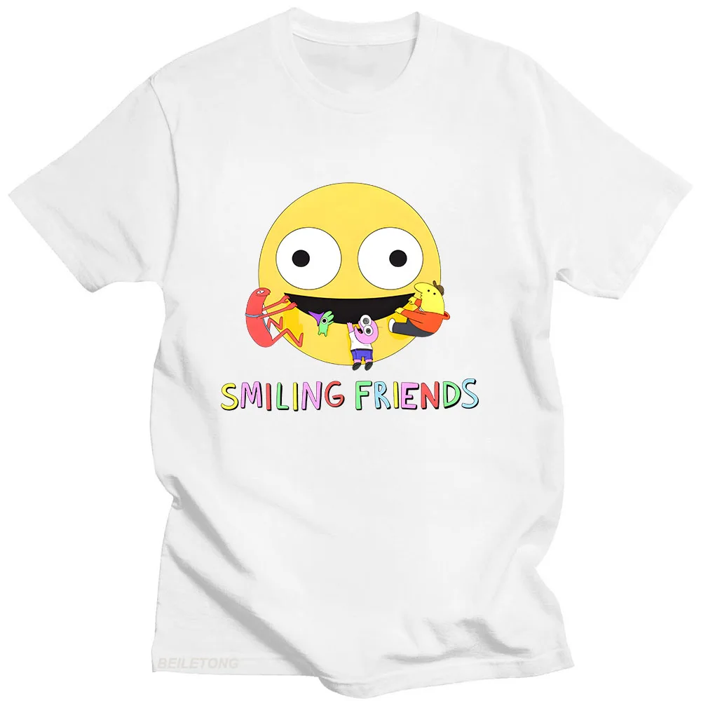Smiling Friends T-shirt Cartoon Print Vintage Cotton Tee-shirt Summer Harajuku Kawaii Tshirt Camisetas Cute Fashion O-neck Tees