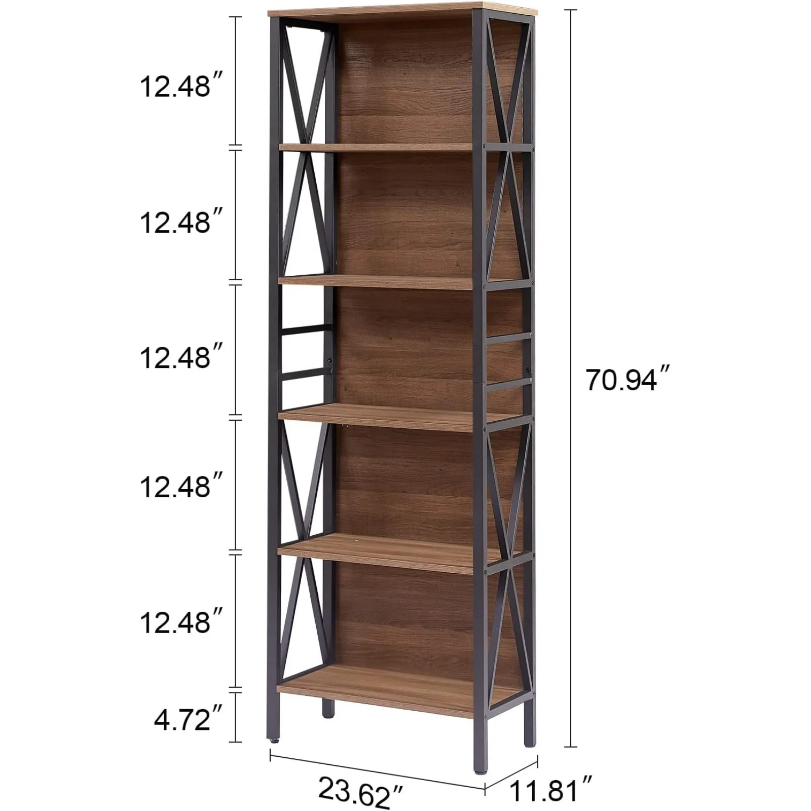 US  US HOMISSUE Bookshelf, 6-Tier Bookshelf, Rustic Wood Metal Bookshelves and Bookcases