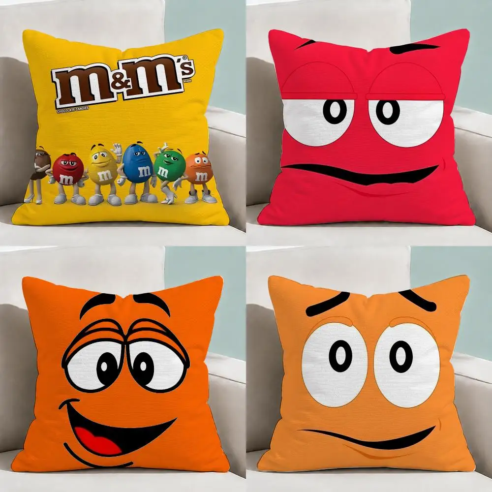 Candy MMs Chocolate Retro Cushion Cover  Throw Pillow Soft Short Plush Cozy Durable Colorfast For Sofa Bedroom Home Decor Gift