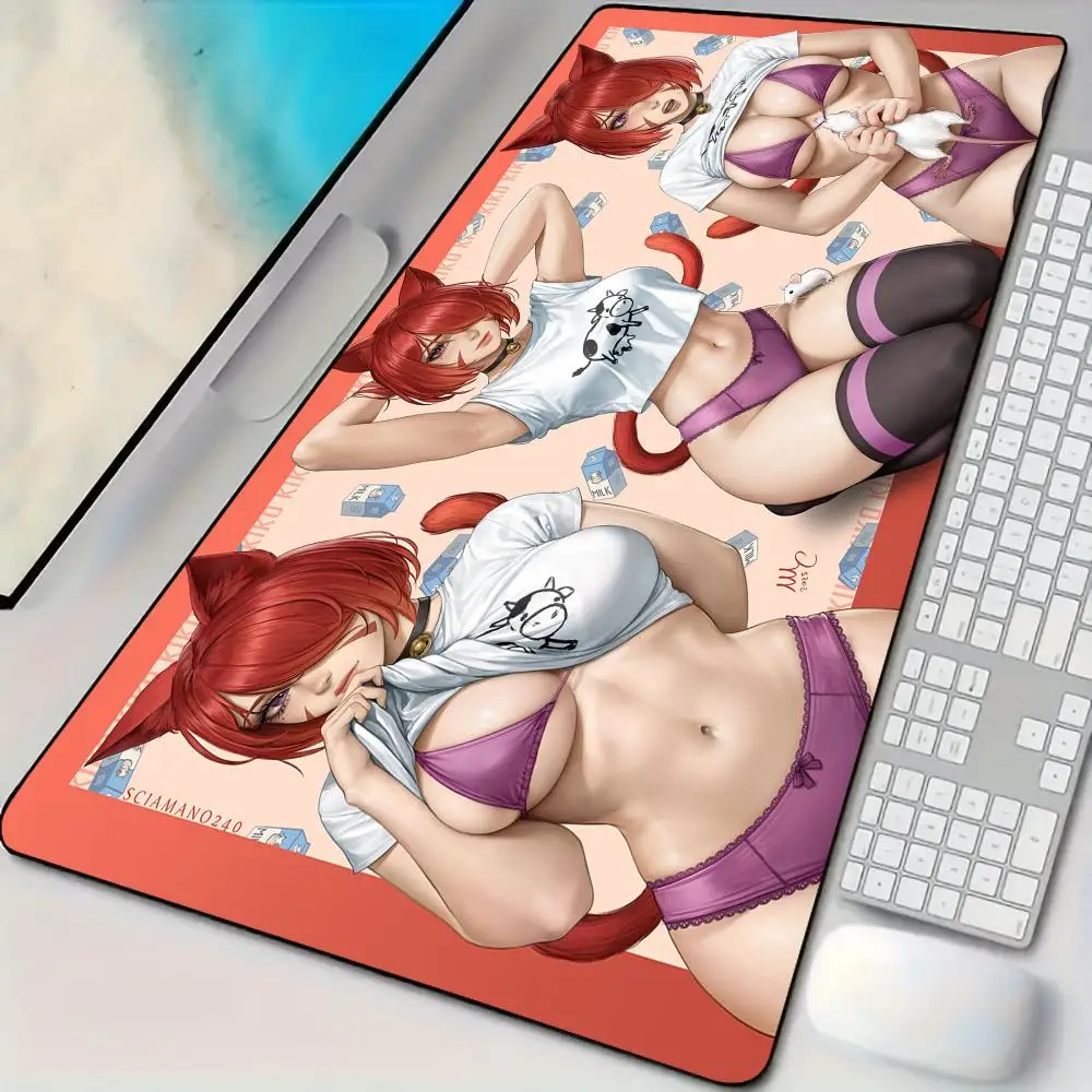 

Cute and sexy girl anime Mouse Pad Desk Mat with Stitched Edges non-Slip rubber base pc accessories Gaming mat Extended pad
