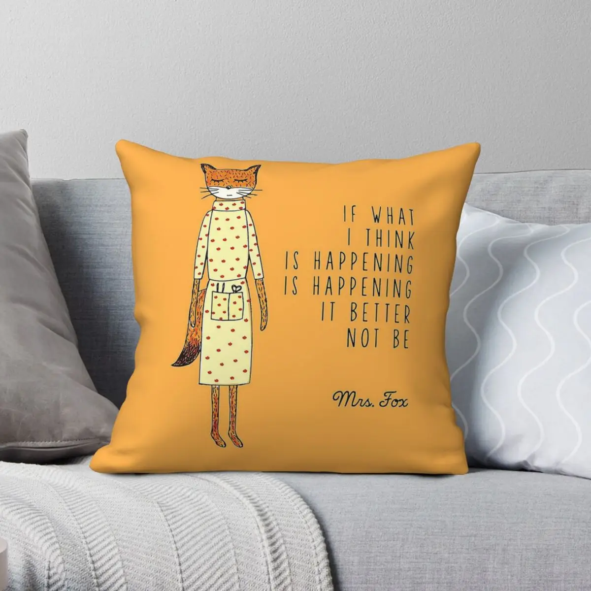 Wes Anderson Fantastic Mr. Fox Square Pillowcase Polyester Linen Velvet Creative Zip Decor Car Cushion Cover 18