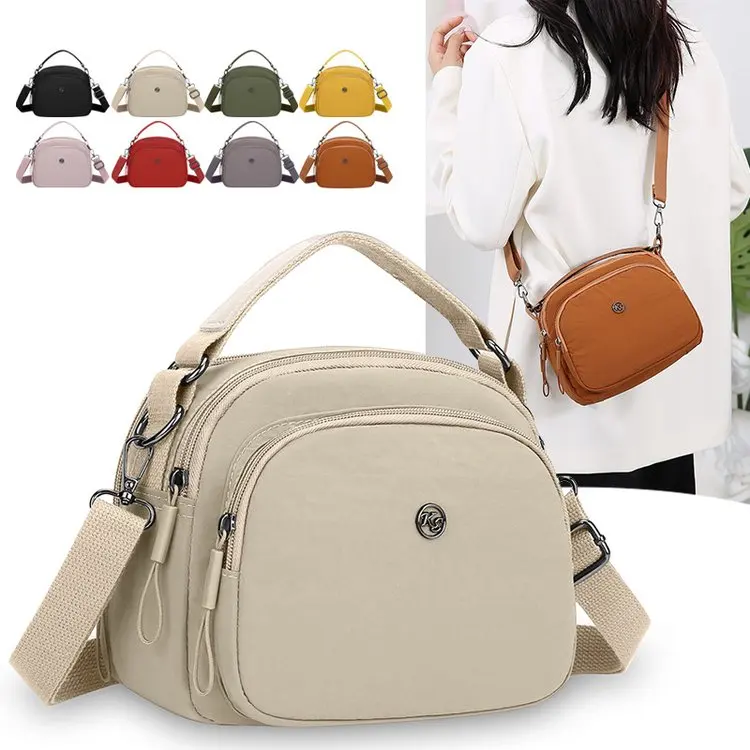 

Casual Chic Ox Fabric Crossbody Bag Women's Multi-Layer Versatile oulder Bag Lightweight Foldable Zipper Closure Handbag