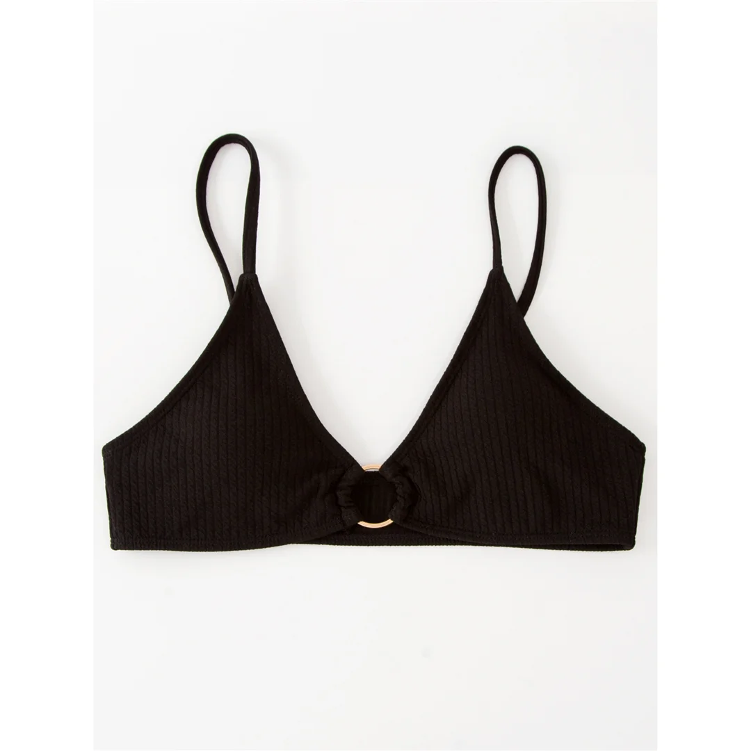 Gerippter Metallring-Bikini, zweiteiliger Damen-Badeanzug, Damen-Badebekleidung, hoch geschnittene Beine, gepolsterter Badeanzug, Badeanzug, Schwimmkleidung V7120 – Detail 13