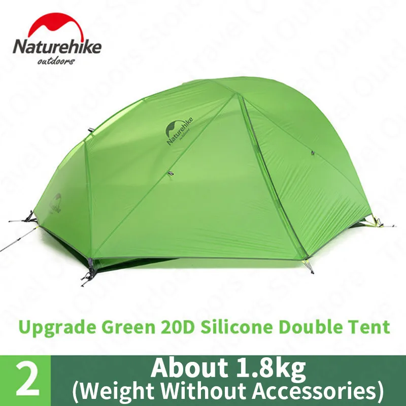 Naturehike tenda da campeggio con fiume stellato aggiornato tenda ultraleggera per 2 persone per Trekking escursionismo in Silicone 20D con o senza gonna da neve