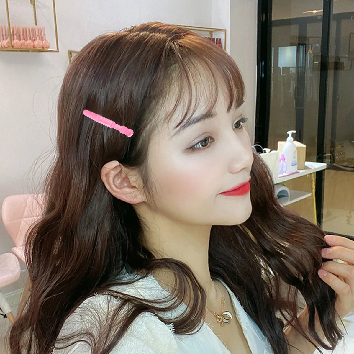 

15pcs Hairdressing Clips Pink Sturdy Lightweight Plastic Partition Hair Clips For Salon Home Diy Perm Makeup Washing Face Tool