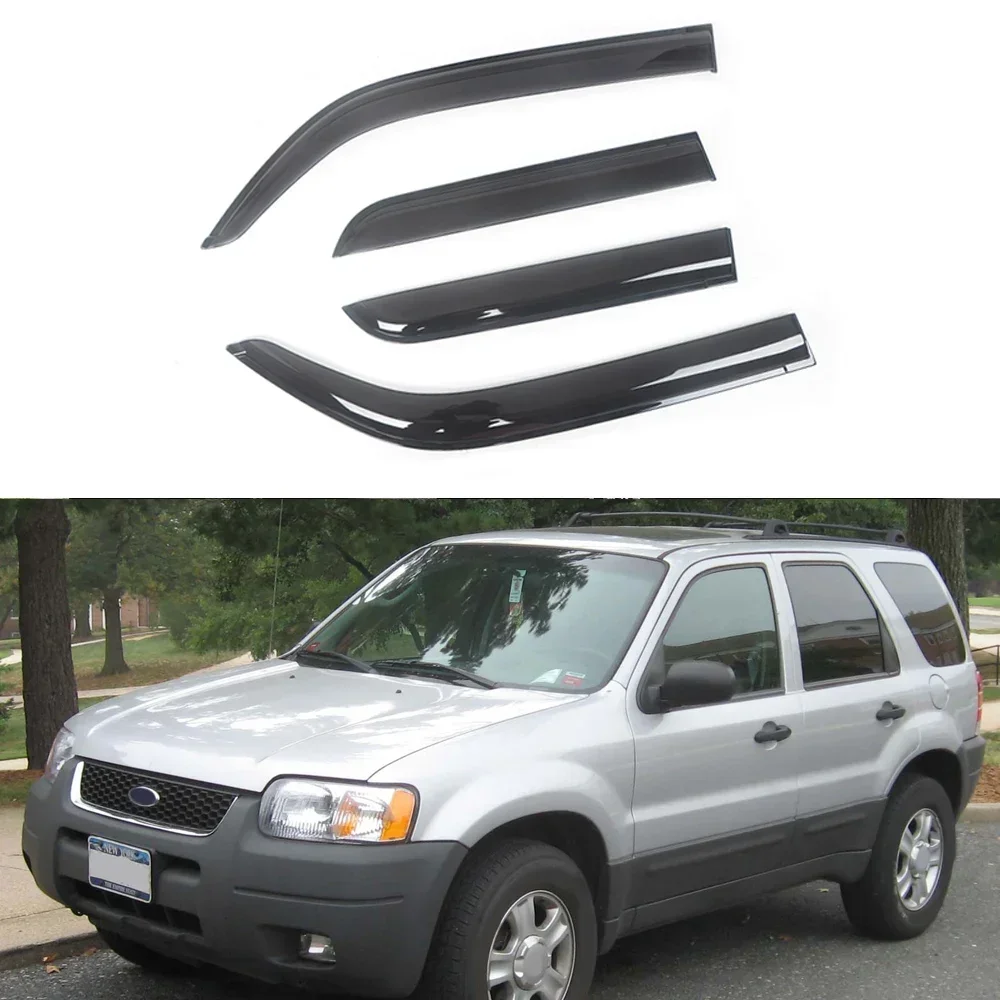 For Ford Escape 2001-2018 Kuga Side Window Wind Deflectors Visors Black Rain Guard Door Visor Vent Shades Dark Smoke Ventvisor