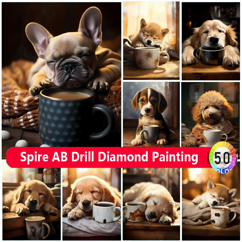 Dog AB Diamond Painting 2024 Embroidery German Shepherd French Bulldog Poodle Golden Coffee Jewelry Cross Stitch Home Decor Gift