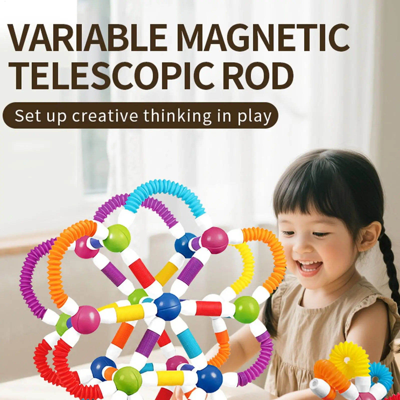 مجموعة ألعاب بناء عصا مغناطيسية مرنة قابلة للسحب، مجموعة مكعبات منشئ مغناطيسية للأطفال الأولاد والبنات، كتلة أنبوبية مغناطيسية