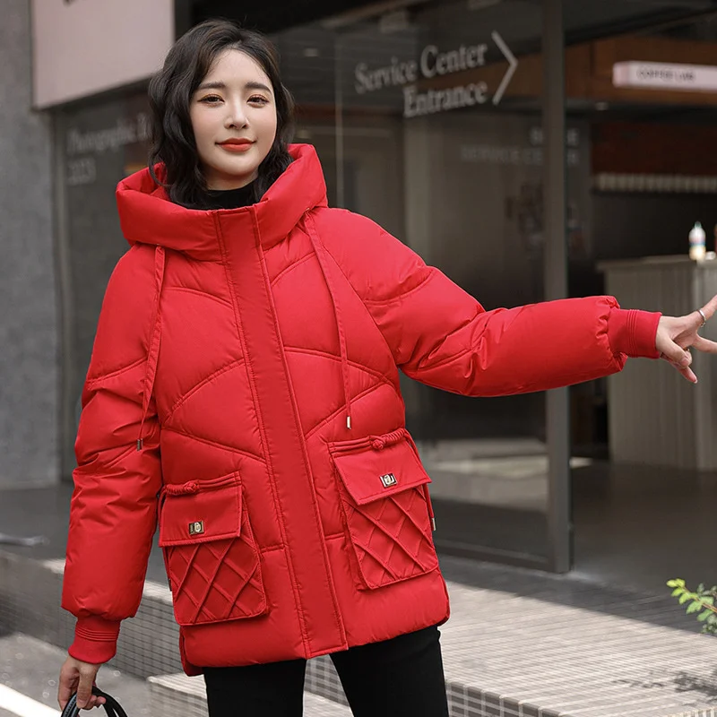 2023 Winter New Women\'s Jacket Parkas Thick Hoodie Cotton Padded Jacket Hoodie Loose Puffer Parka Jackets Outerwear Female