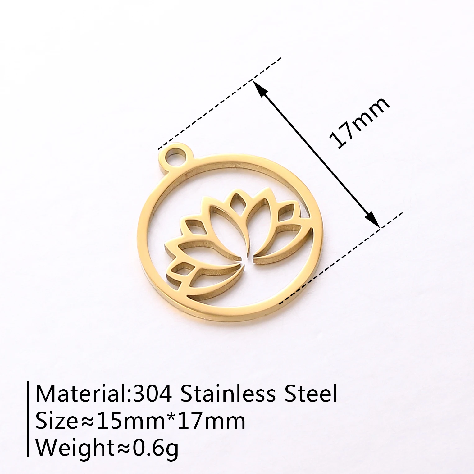 5pcs Stainless Steel Mirror Polished Lotus Anti Allergic Women's Jewelry Charm Pendant DIY Necklace Earring Bracelet Accessories