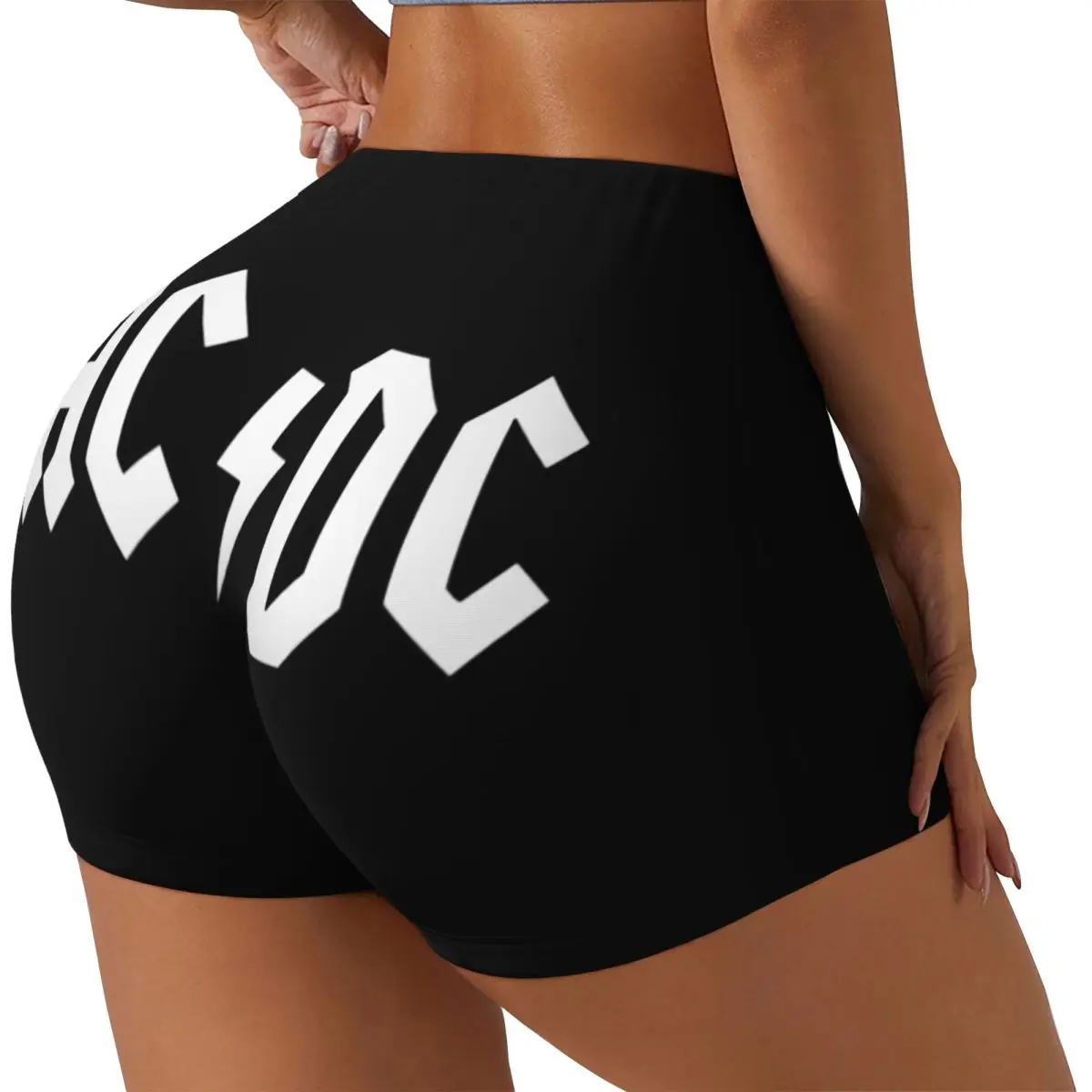 Custom Heavy Metal AC /DC Volleyball Biker Workout Shorts Women Vintage Rock Gym Athletic Yoga Shorts