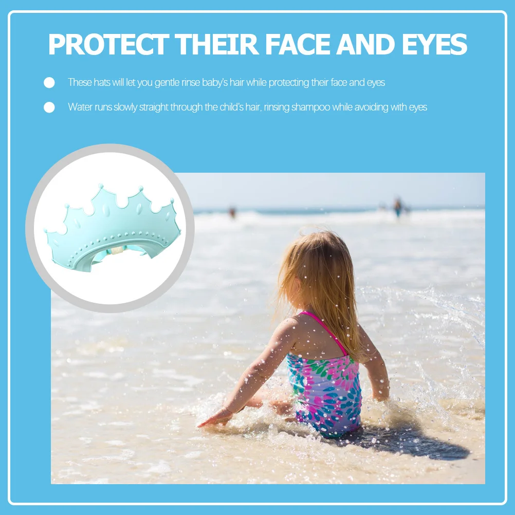 قبعة شامبو للأطفال على شكل تاج مقاومة للماء وقابلة للتعديل قبعة استحمام للأطفال الصغار قبعات استحمام للأطفال #3