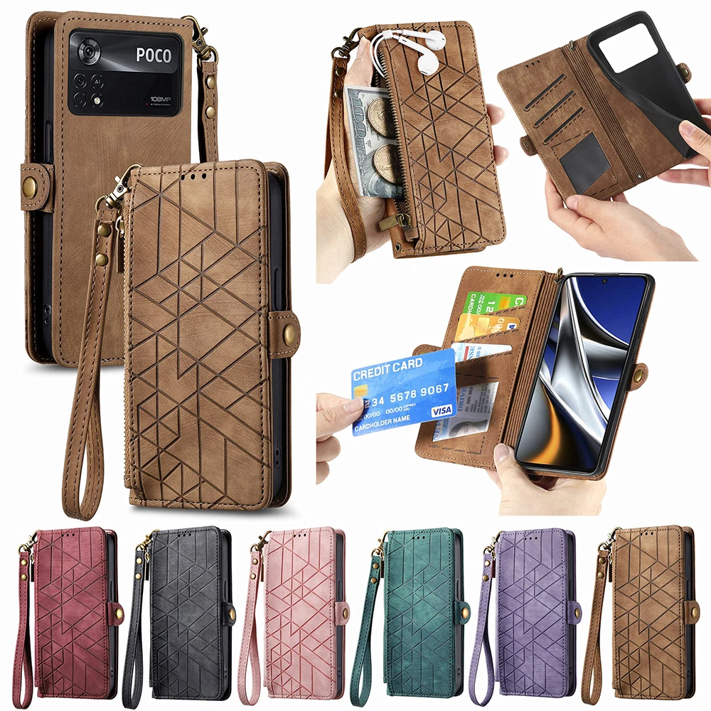 Multi-Card Holder Phone Case For Xiaomi Mi 13 12 11 Lite Ultra 13T 12T 11T Pro Poco F5 X5 M5 M5S C55 C51 Magnetic Wallet Cover