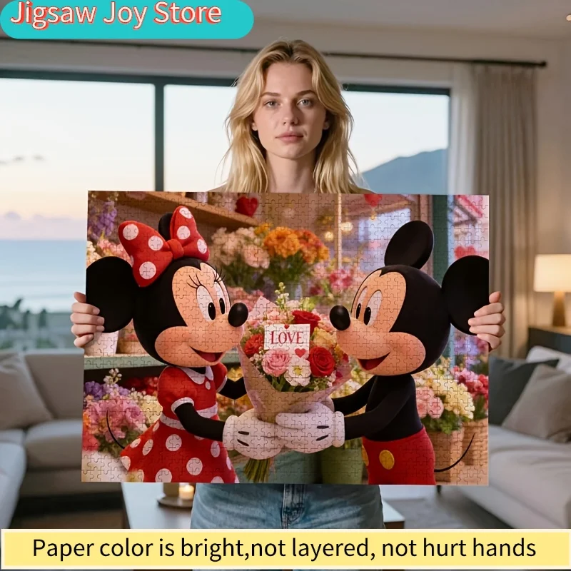 2D plat, 1000 stuks Disney Mickey & Flower Shop puzzel - Valentijnsdag cadeau geschikt voor &, puzzeluitdaging, kamerdecoratie (slaapkamer