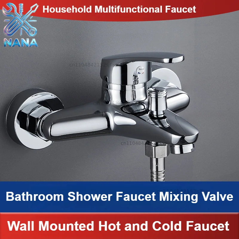 Pressurized Shower Faucet Bathroom Faucets Bath Mixing Valve Triple Cold and Hot Water Faucet Multifunctional Household Tap