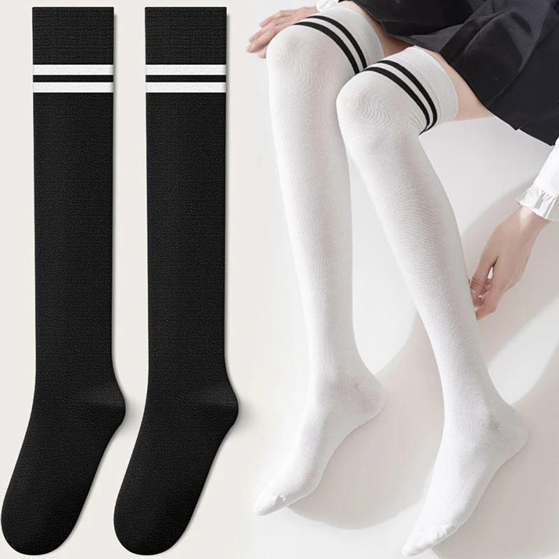 

Sexy Medias Black White Striped Long Socks Women Over Knee Thigh High Over The Knee Stockings Ladies Girls Warm Knee Socks