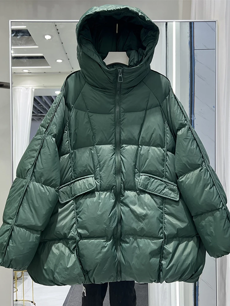 2024 Winter New Women\'s Down Cotton Coat Loose Commuter Leisure Windproof Hooded Oversize Parkas