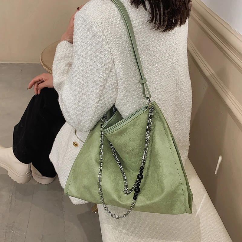 

Fashion Retro Shoulder Bags With Chain For Women Stylish Designer Summer Soft Leather Hobo Handbags Large Capacity High Quality
