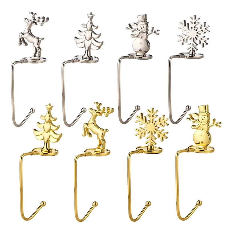 Christmas Metal Hook Creative Xmas Tree Elk Snowflake Snowman Hooks Christmas Decor Christmas Socking Toy Storage Desk Side Hook