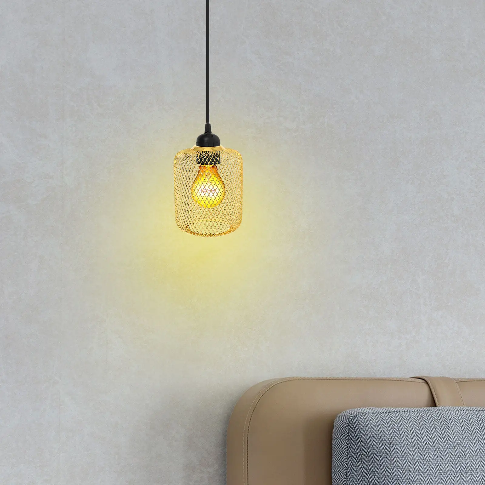 Iron Wire Lampshade Light Shade Hollow Out Metal Drum Lamp Cover Decorative Vintage Lamp Cage for Living Room Bedroom Dining
