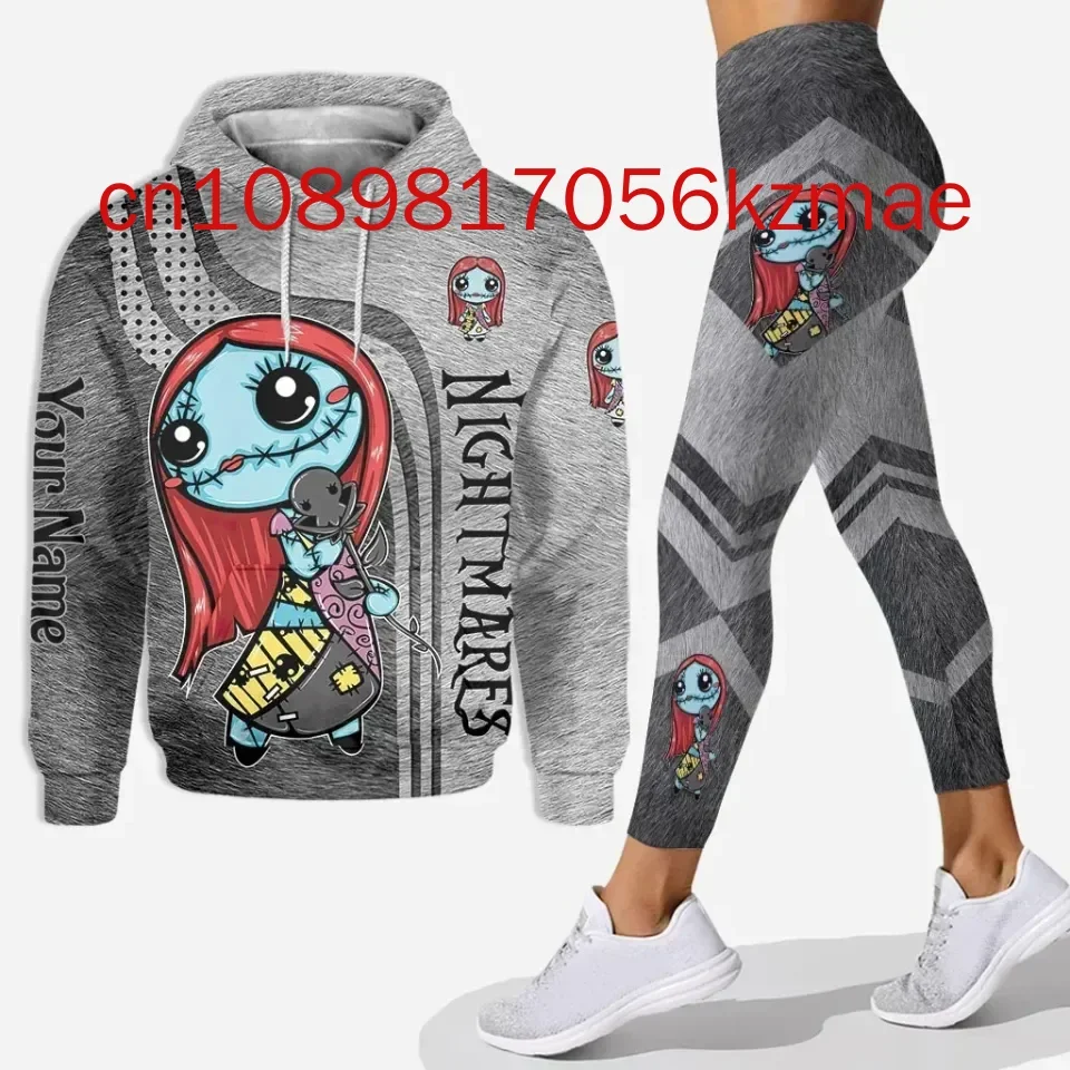 2024 New Disney Sally Hoodie And Leggings Women\'s Custom Nightmare Before Christmas Hoodie Yoga Pants Sweatpants Fashion Sets