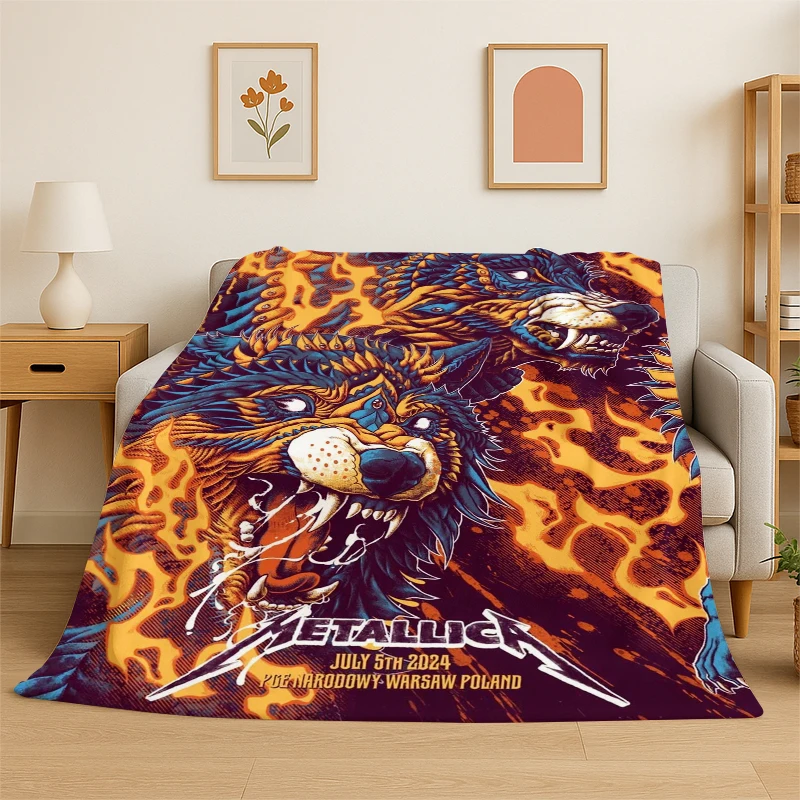 Metal Band M-Metallica Thrash Cartoon Flannel Throw Blanket,Warm Cozy Blanket for Bed,Sofa,Couch,Bedroom,Living Room,Office,Gift
