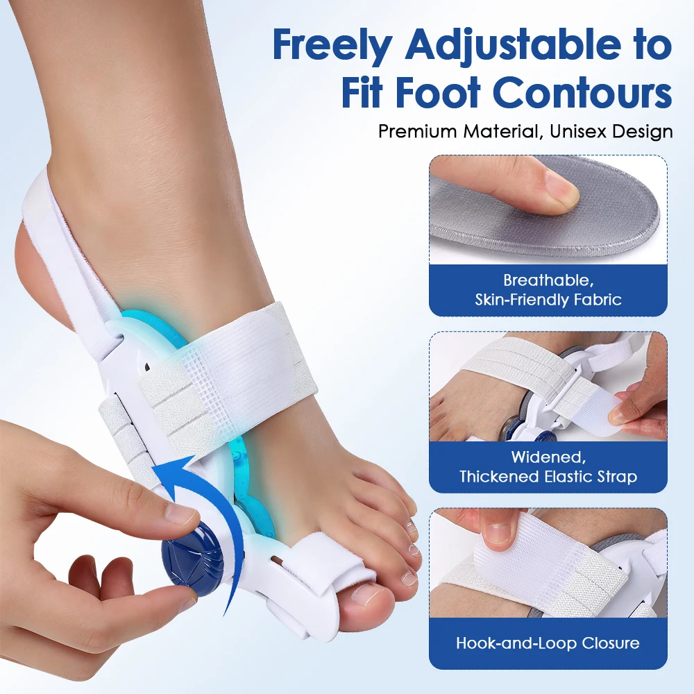Bunion Corrector Adjustable Big Toe Straightener with Cold Gel Pad Hallux Valgus Splint for Left Right Feet Day Night Foot Care