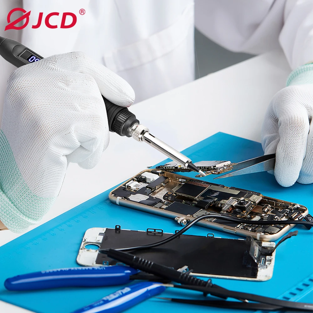 JCD 908UElectric 납땜 인두 조정 가능한 온도 디지털 디스플레이 솔더 주석 철 팁이있는 전자 용접 수리 도구