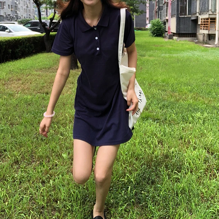 2022 Summer Dresses Hot Sales Women Fashion Short Sleeve Casual Cute Sweet Bow Tie Slim Waist Mini Button T Shirt Dress