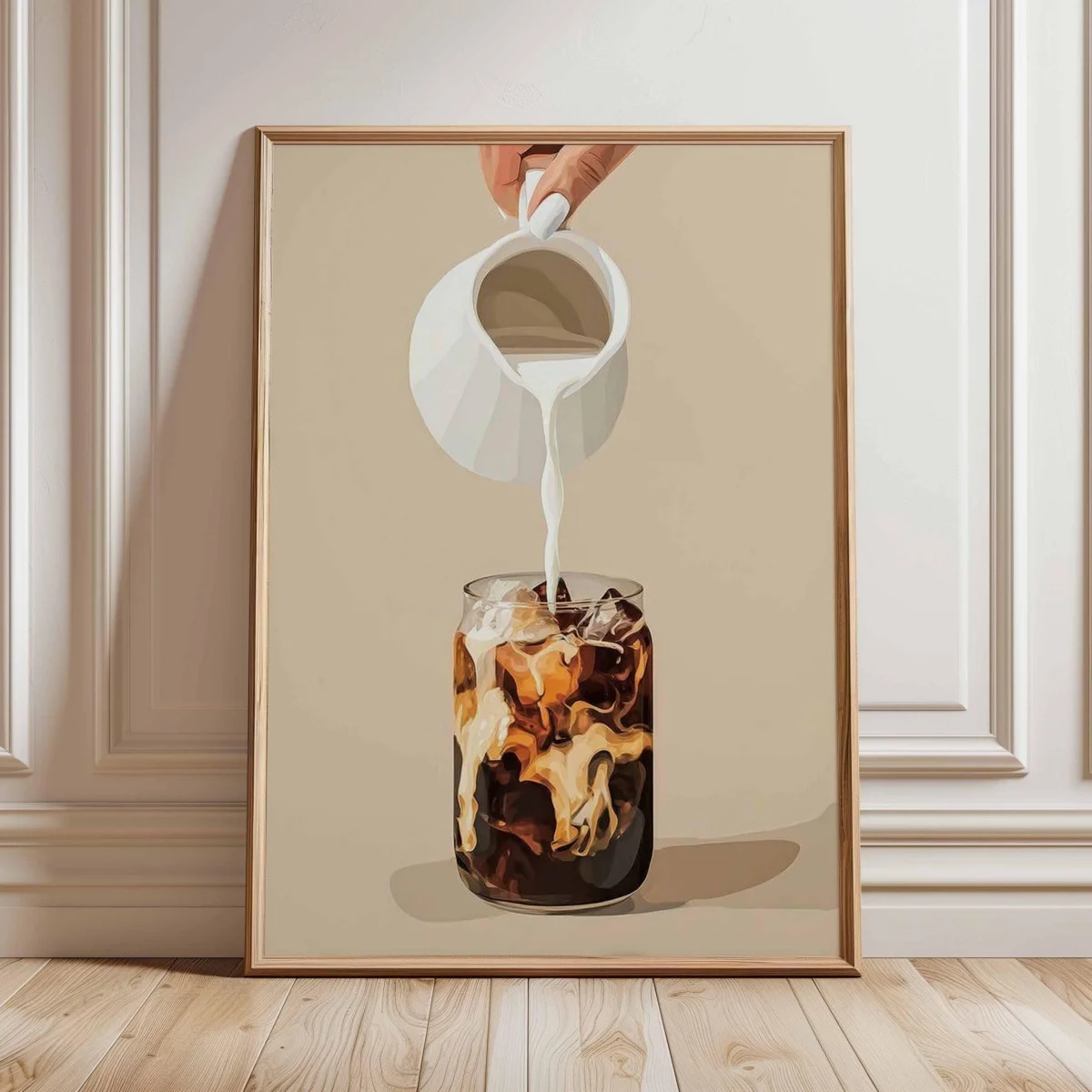 Iced Coffee Canvas Print Poster Modern Neutral Coffee Minimalism Art Prints Living Room Kitchen Cafe Wall Art Home Decor Post