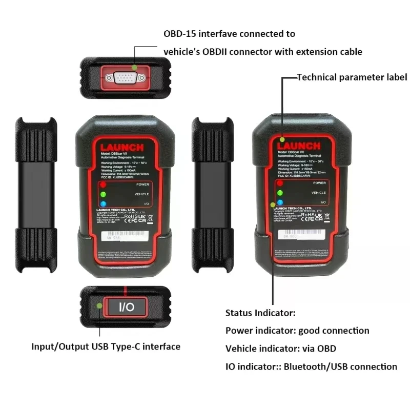 X431 Dbscar VII Support CAN FD Doip Protocol Bluetooth Scanner for Launch X431 V / V+ / pro / pro3 / pros / pro3S / Pro Mini