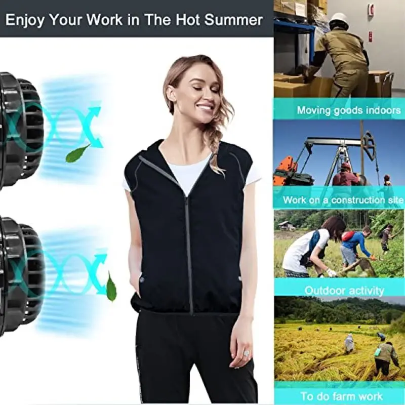 Summer Sport Fan Air Condition Cool Man Woman Travel Ultralight Brand Outdoor Vest Clothes Jacket Sun Windbreaker Fishing Worker