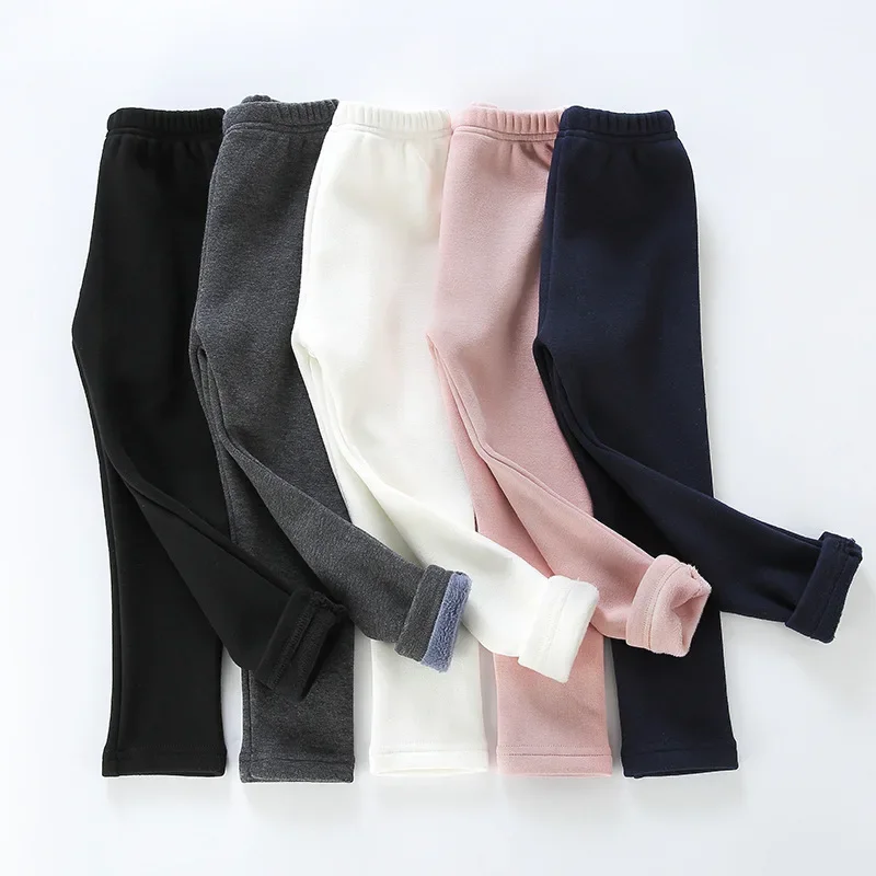 Leggings élastiques chauds pour enfants, pantalons pour filles, pantalons de pieds pour garçons, épais, rose, bleu marine, fj, hiver, 2023