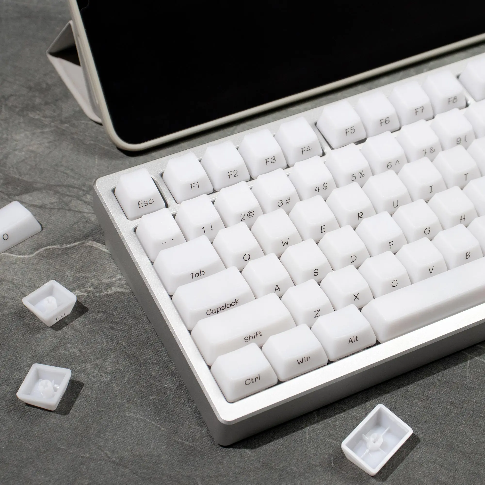 

OEM Keycaps 130 Keys Translucent White Keycaps Set Fit for 60% 65% 75% 95% Mechanical Keyboard Cherry Mx Switches