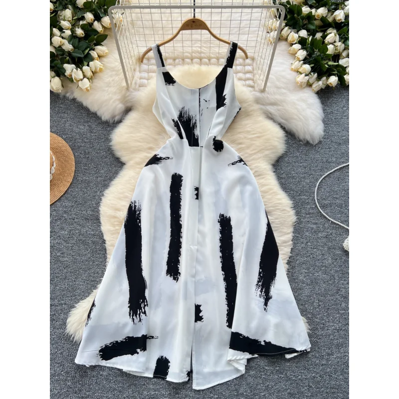 Boho Vintage Chic Frauen Sommer Blumendruck langes Kleid sexy Spaghettiträger Split Kleider elegante Tunika Strandurlaub Vestidos