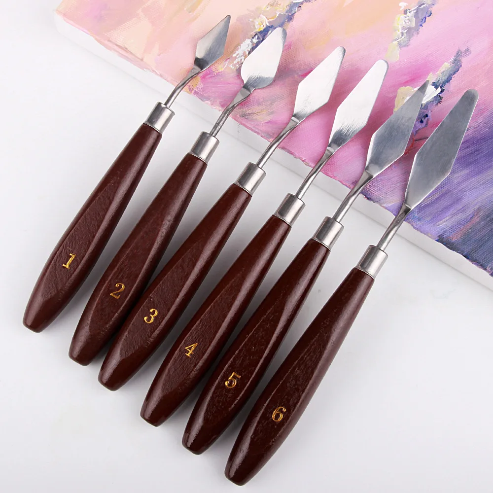 ชุดมีดสำหรับวาดภาพสีน้ำมัน spatula Baja Tahan karat อุปกรณ์เสริมสำหรับสีน้ำมันผ้าใบสีอะครีลิค