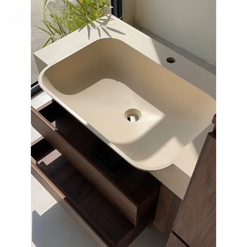 Small household extremely narrow bathroom cabinet big belly basin custom  single basin countertop bathroom washbasin