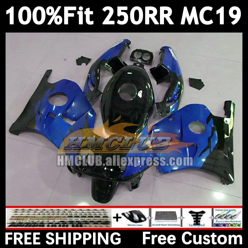 Injection Body For HONDA CBR 250RR 250R 250 RR CC 88 89 96No.221 CBR250 RR blue black MC19 MC 19 CBR250RR 1988 1989 OEM Fairing