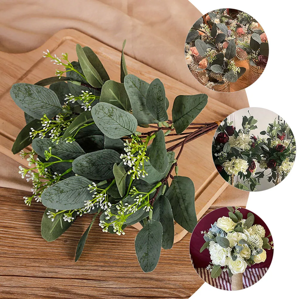 

5pcs Simulation Silver Coin Tree Branch Artificial Plastic Stems For Vase Filling Home Office Wedding Decor Fake Branches