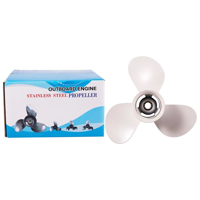 9 7/8 Inch X 10 1/2 Inch-F Aluminum Alloy Outboard Propeller White Outdoor Propeller, For Yamaha 20 - 30 HP 664-45945-00-EL