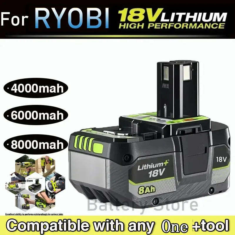 

For RYOBI One+high-performance lithium battery 18V with no memory effect and low self discharge for all One+tools P104, P107