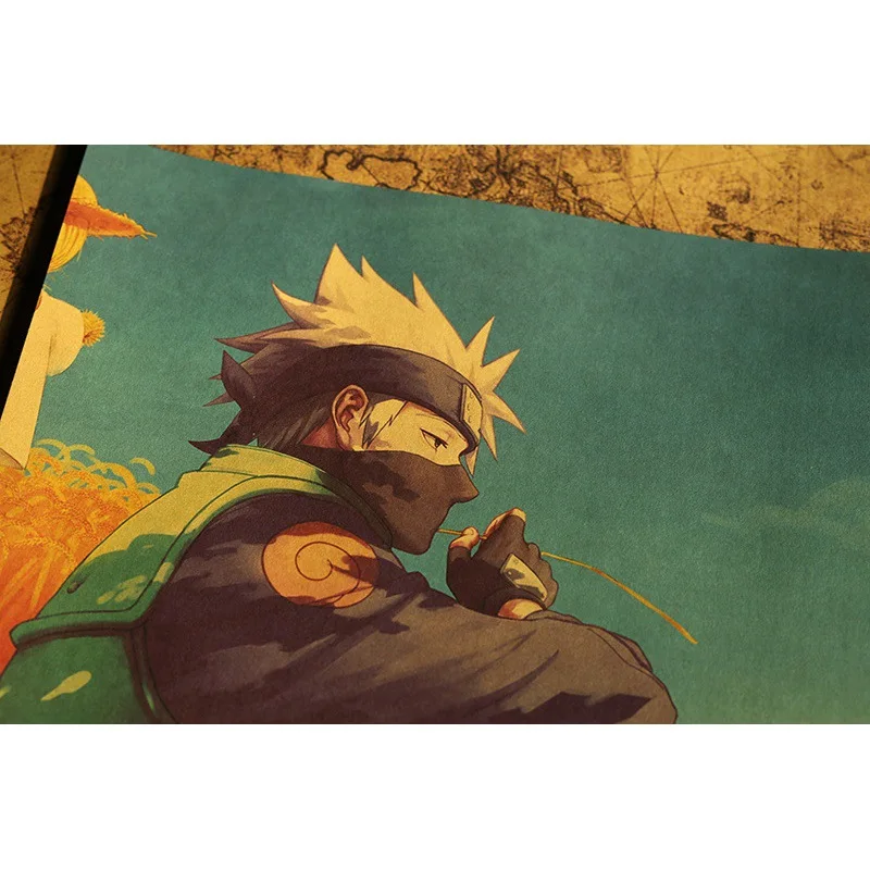 Anime Figure Naruto Kraft Poster Retro Dormitory Restaurant Door Decoration Painting Bedroom Collection Poster Stickers Gift